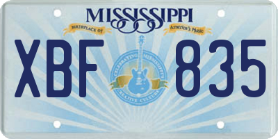 MS license plate XBF835
