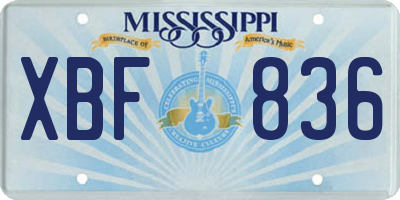 MS license plate XBF836