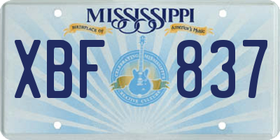 MS license plate XBF837