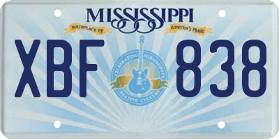 MS license plate XBF838