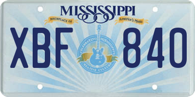 MS license plate XBF840