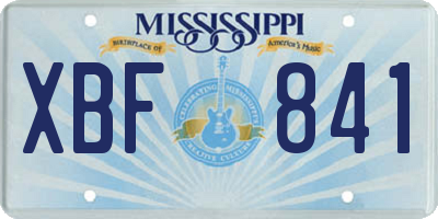 MS license plate XBF841