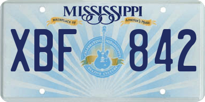 MS license plate XBF842