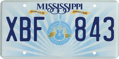 MS license plate XBF843