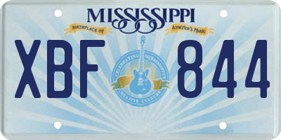 MS license plate XBF844