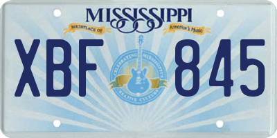 MS license plate XBF845