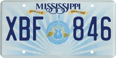 MS license plate XBF846