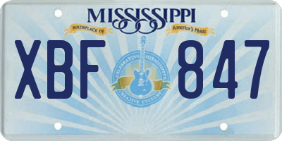 MS license plate XBF847