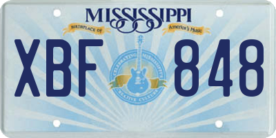 MS license plate XBF848