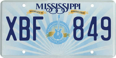 MS license plate XBF849