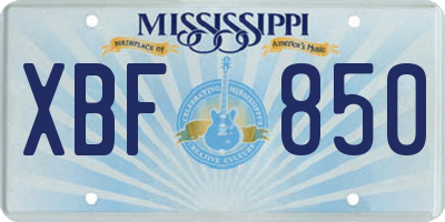 MS license plate XBF850