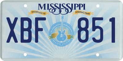 MS license plate XBF851