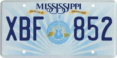 MS license plate XBF852