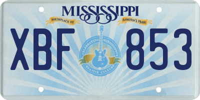 MS license plate XBF853