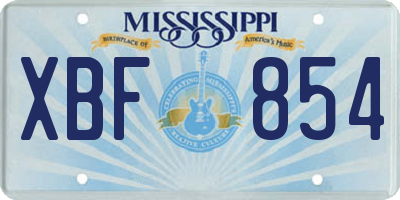 MS license plate XBF854