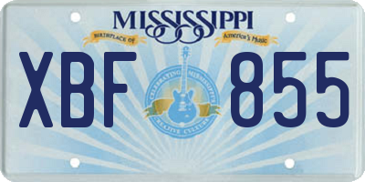 MS license plate XBF855