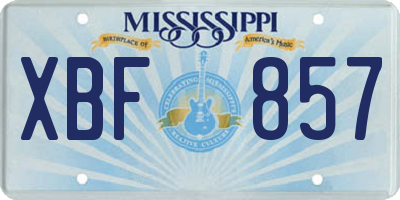 MS license plate XBF857