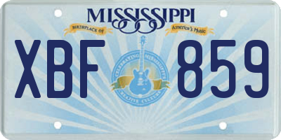 MS license plate XBF859