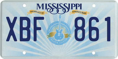 MS license plate XBF861