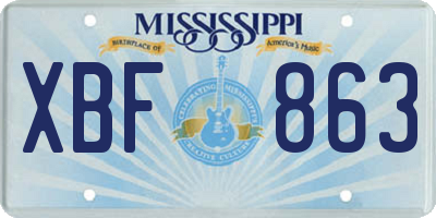 MS license plate XBF863