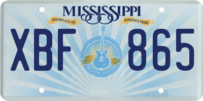 MS license plate XBF865