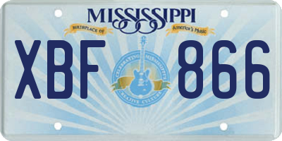 MS license plate XBF866