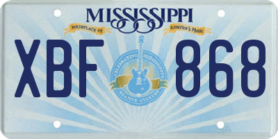 MS license plate XBF868