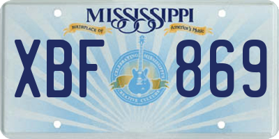 MS license plate XBF869