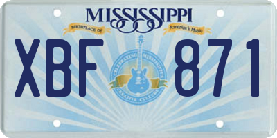 MS license plate XBF871