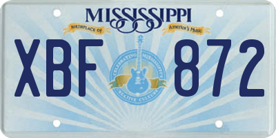 MS license plate XBF872