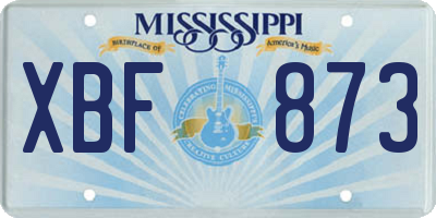 MS license plate XBF873