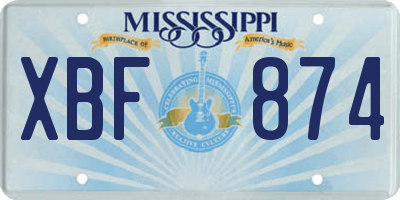 MS license plate XBF874