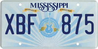 MS license plate XBF875