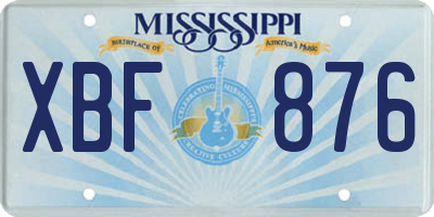 MS license plate XBF876