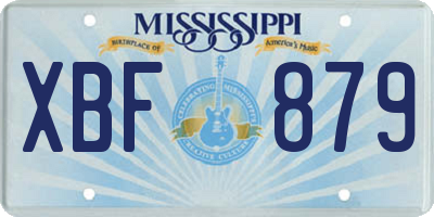 MS license plate XBF879