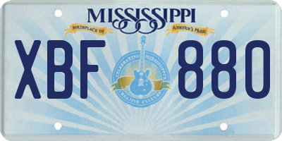 MS license plate XBF880
