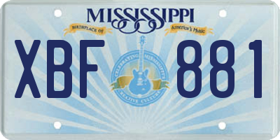 MS license plate XBF881