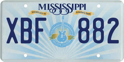MS license plate XBF882