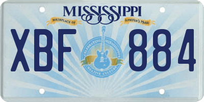 MS license plate XBF884