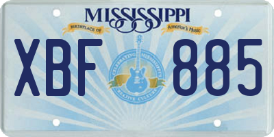 MS license plate XBF885