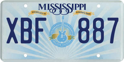 MS license plate XBF887