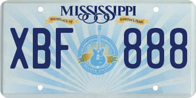MS license plate XBF888