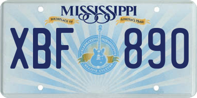 MS license plate XBF890