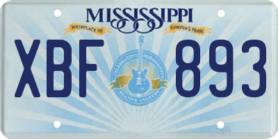 MS license plate XBF893