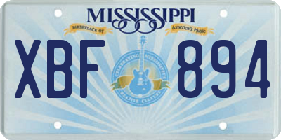 MS license plate XBF894