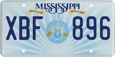 MS license plate XBF896