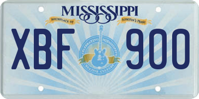 MS license plate XBF900
