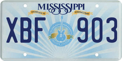 MS license plate XBF903