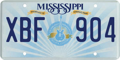 MS license plate XBF904