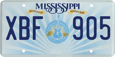 MS license plate XBF905